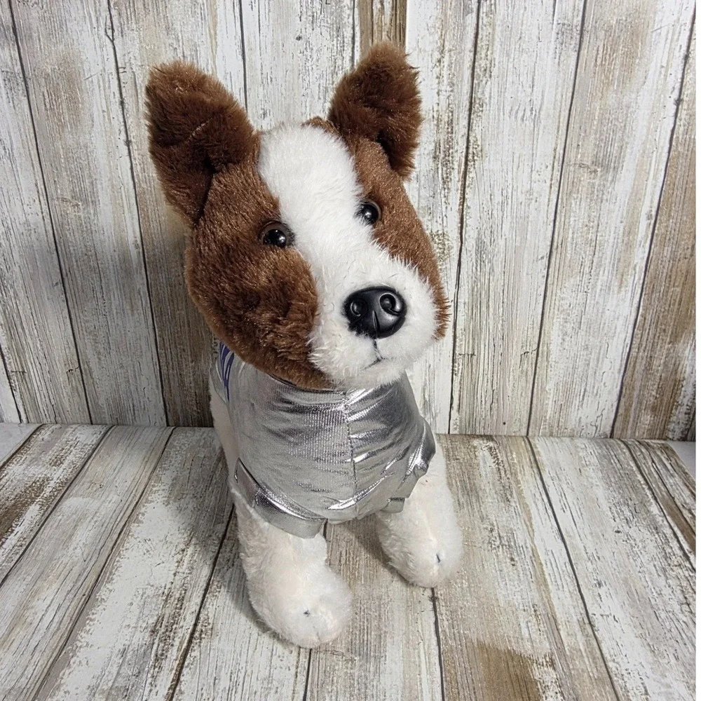 The Petting Zoo Laika Space Dog Plush Stuffed Animal Silver Suit Brown White - Picture 1 of 9